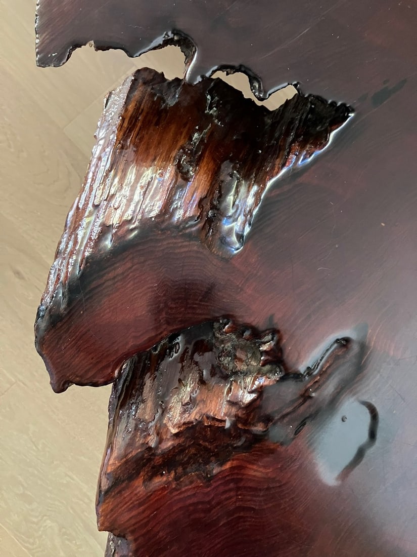 Modern Redwood Slab Coffee table with Hairpin Legs - 6