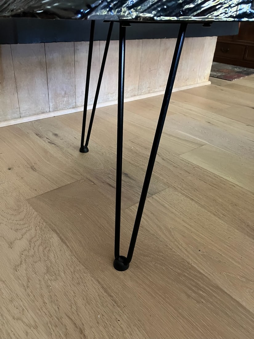 Modern Redwood Slab Coffee table with Hairpin Legs - 9