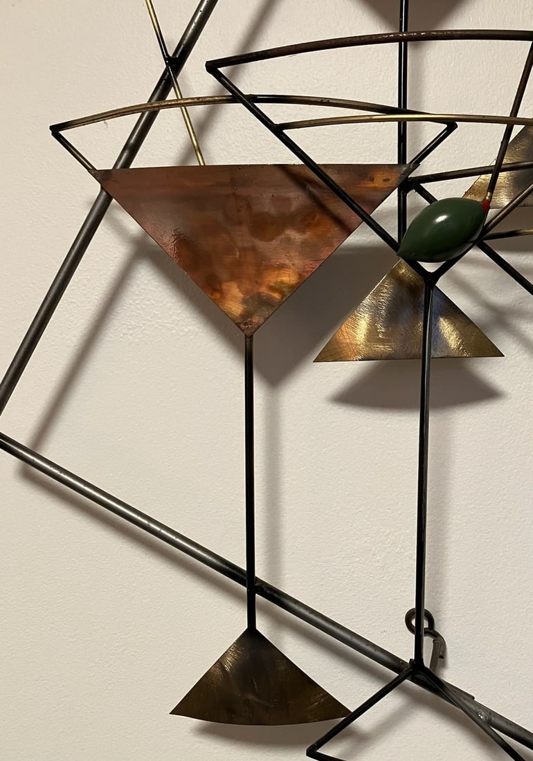 Mid-Century Modern Metal Martini and Manhattan Sculpture by Jere Studios - 3