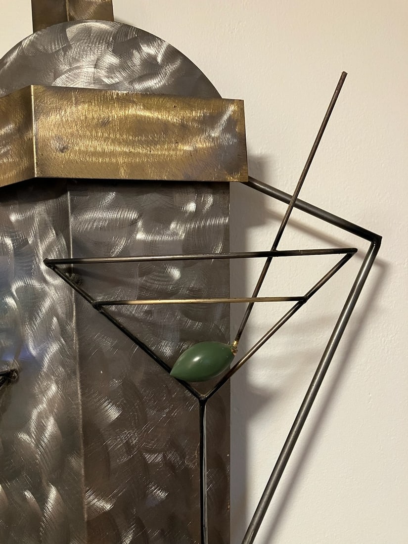 Mid-Century Modern Metal Martini and Manhattan Sculpture by Jere Studios - 6