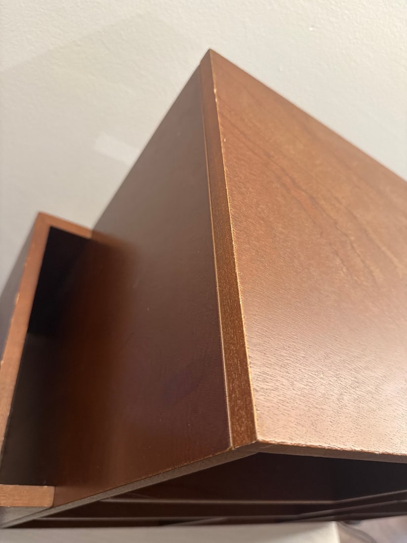 Modern Dark Wood Asymmetrical Bookshelf/Magazine Storage Stand - 4