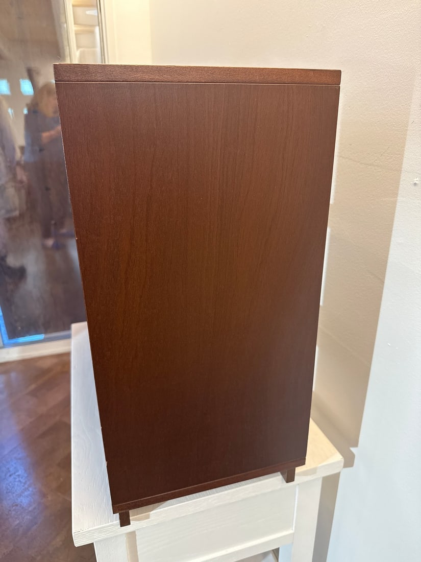 Modern Dark Wood Asymmetrical Bookshelf/Magazine Storage Stand - 6