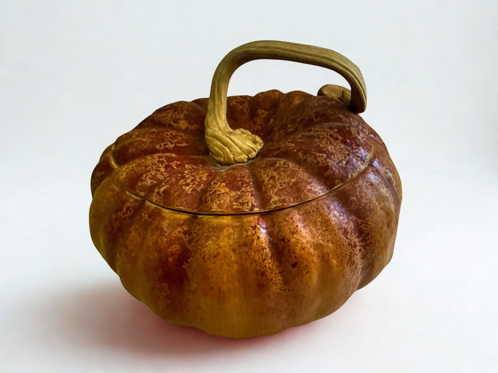Large Artisan Majolica Pumpkin Tureen