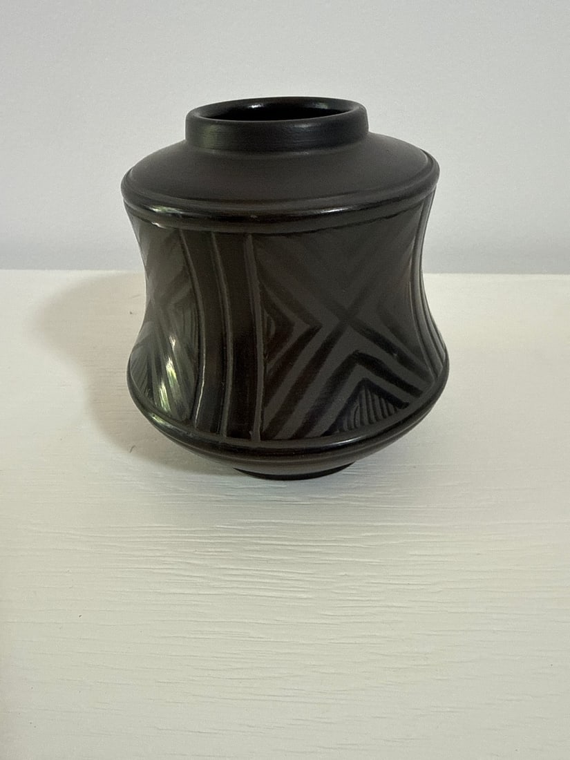 Kovats Studio Black-on-Black Burnished Ceramic Vase - 2