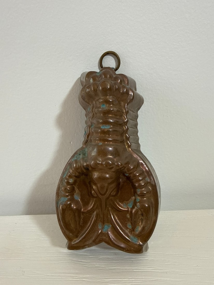 Vintage Copper Lobster Jelly Mold with Verdigris Patina - 7