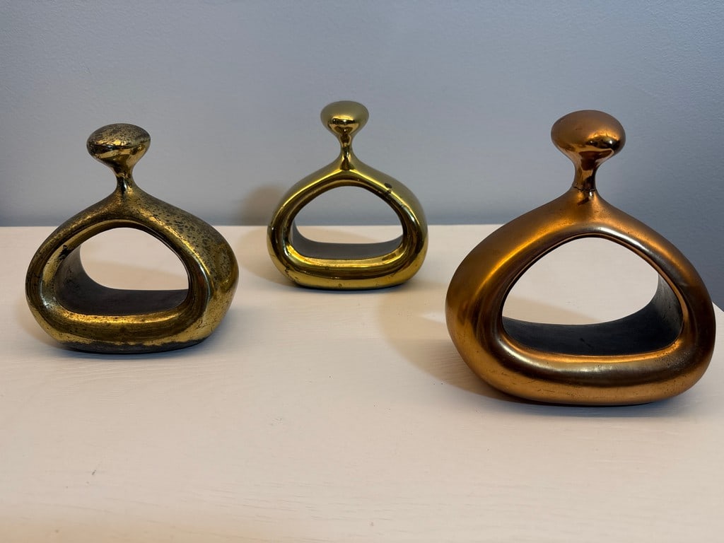 Decorator Lot of Three Mixed MCM Bookends - Ben Seibel Stirrup Style - 2