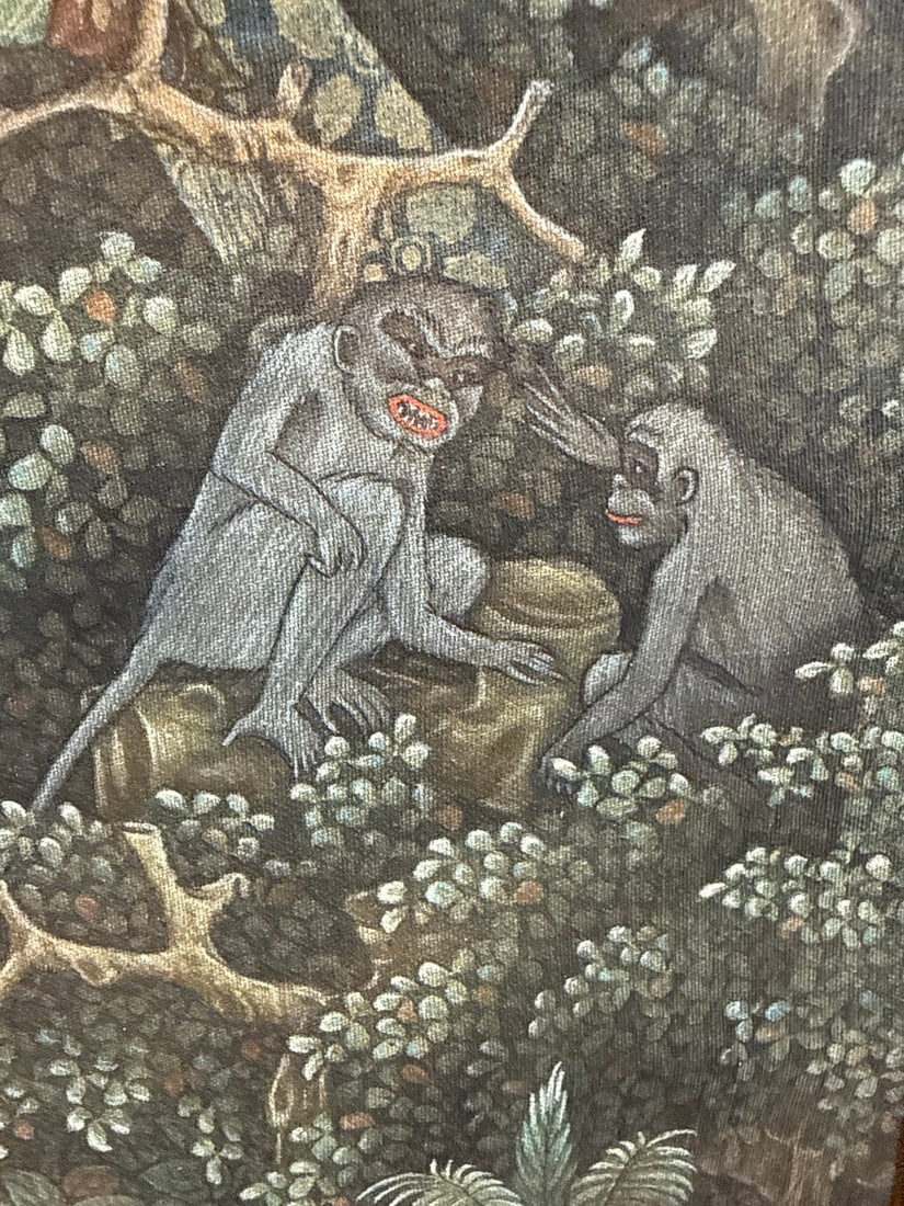 Signed W. Marie Ubud Batuan School, Balinese Painting on Textile, Framed and Matted - 2