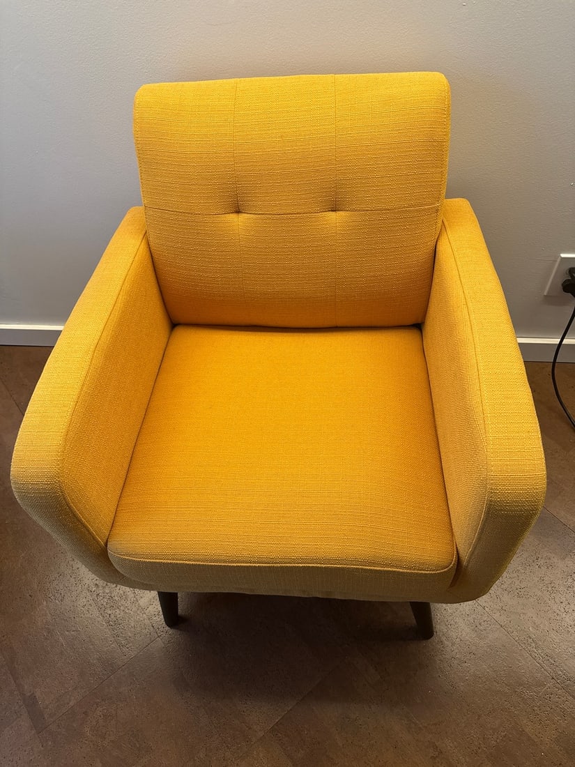 Mid-20th Century Modern Yellow Upholstered Armchair - 2