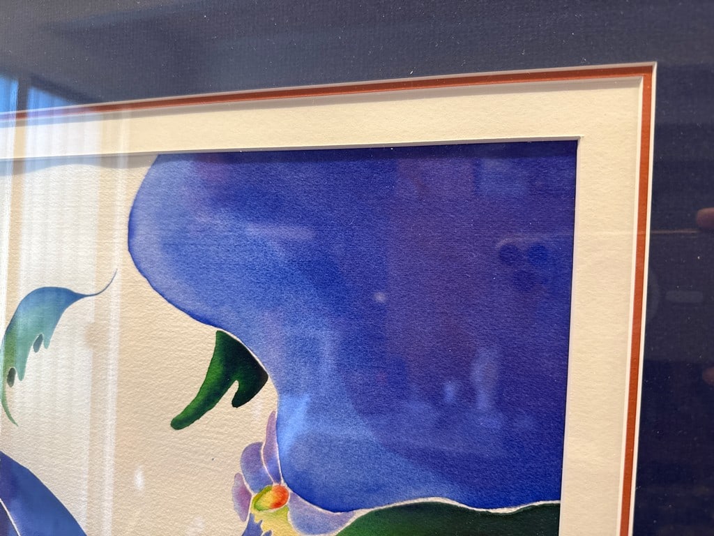 Large-Scale Floral Bird Foot Violets Painting in Black Frame Signed by Artist Judy Smith - 3