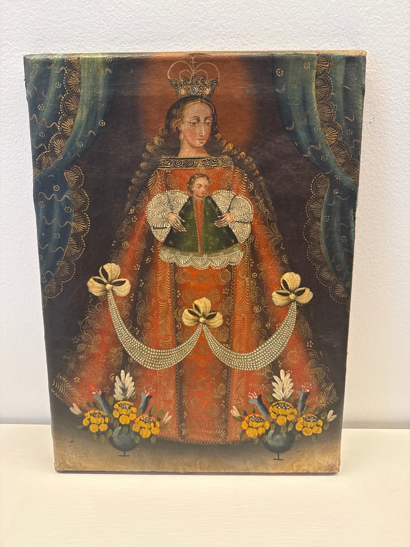 Authentic Peruvian Cuzco School Style Virgin of Pomata (Madonna and Child) - 2