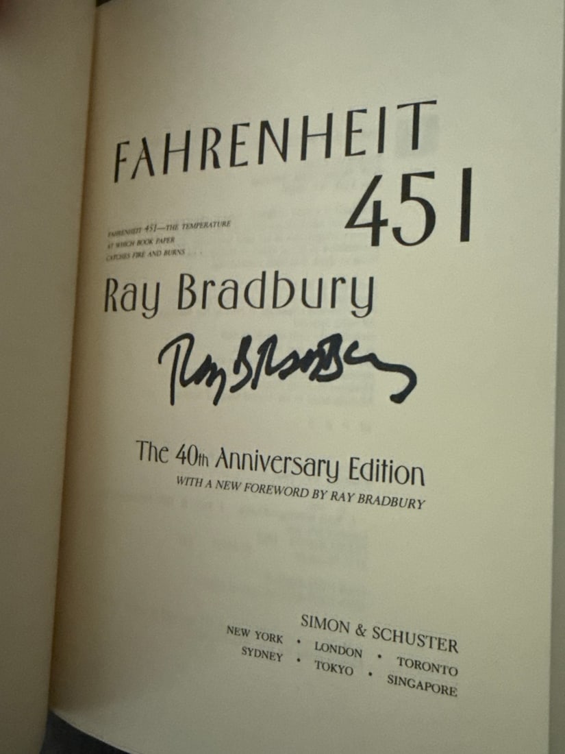 Two Signed First Edition Ray Bradbury Books: Fahrenheit 451 (40th Anniversary) and Something Wicked - 3
