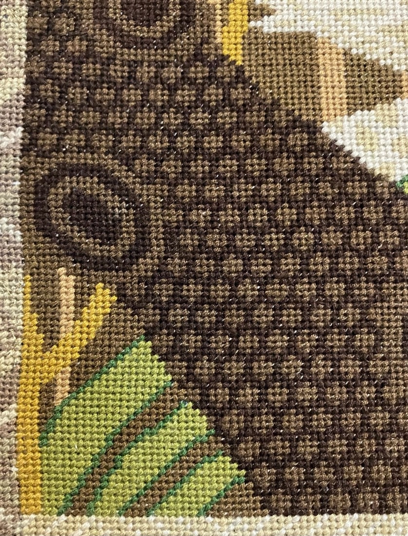 1990s Bespoke Hand-Embroidered "Swan & Lotus" Fiber Art – Japonisme Style - 2
