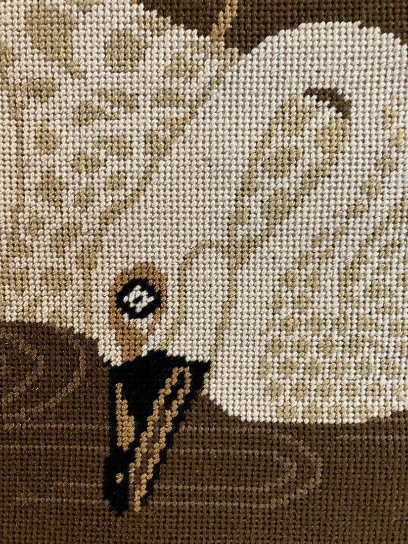 1990s Bespoke Hand-Embroidered "Swan & Lotus" Fiber Art – Japonisme Style - 6