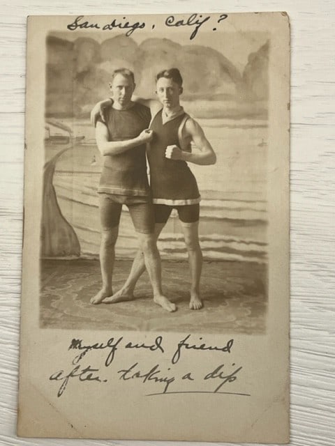 Collection of Vintage Snapshots and Postcards Featuring Male Figures in Athletic and Casual Setti... - 2