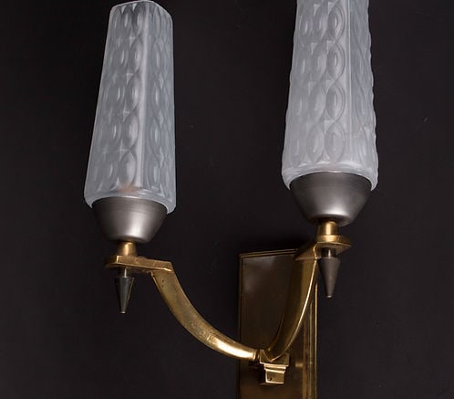Second set Pair of Brass Sconces maison Lunel French mid century maison Arlus - 3
