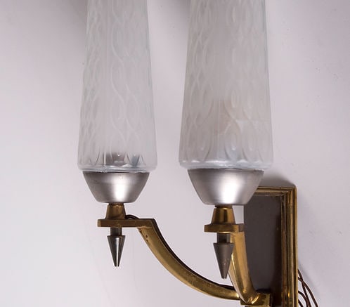 Second set Pair of Brass Sconces maison Lunel French mid century maison Arlus - 4