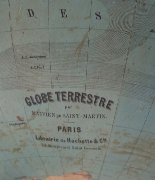 1870's 13" Vivien de Saint Martin FRENCH ANTIQUE TERRESTRIAL GLOBE MAPPEMONDE - 7