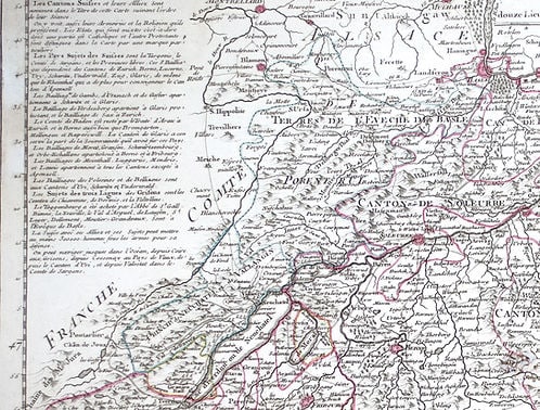 De L'Isle Philippe Buache Engraved cooper map of Switzerland 1769 - 2