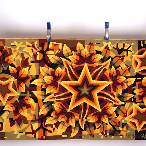 Bissery mid century wool tapestry modernist ""les etoiles " Stars - 2