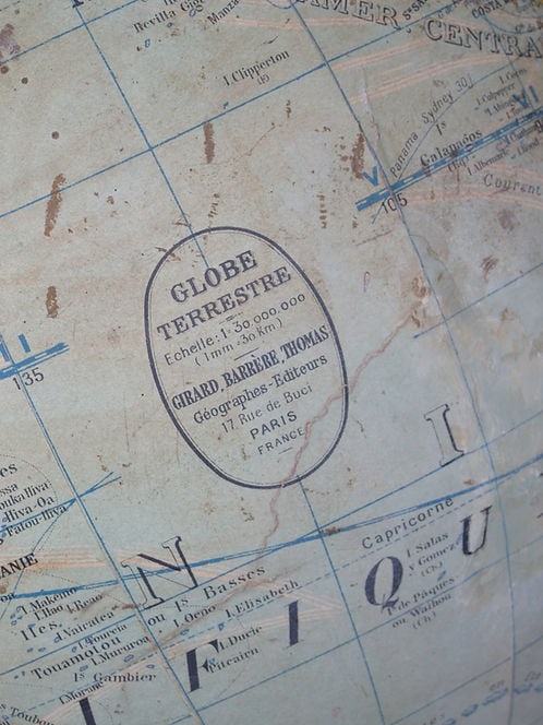 French 17" Girard Barrere et Thomas antique terrestrial globe 17 inches - 5