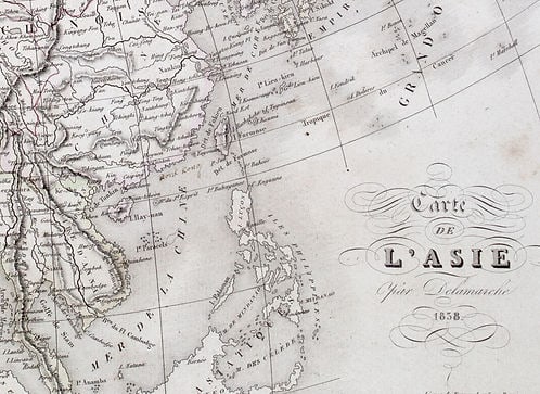 Antique French engraving Felix Delamarche Vaugondy Asia map 1838 - 2