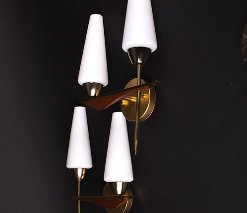 pair of Sconces maison Lunel French mid century - 2
