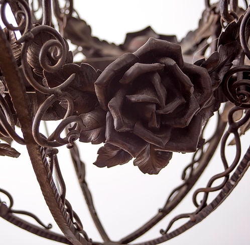 French Art-Deco marmoreal Chandelier Muller Freres grande verrerie de Croismar - 6