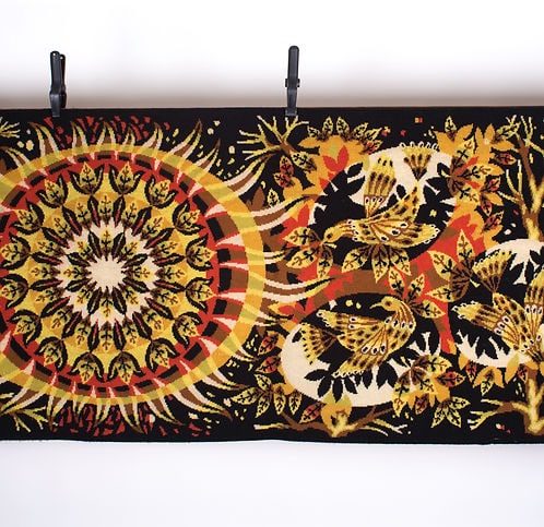 Bissery mid century wool tapestry modernist " Aurore " dawn Jacquard - 2