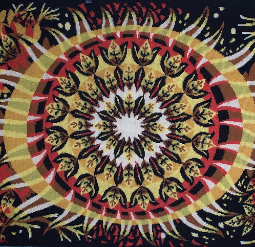 Bissery mid century wool tapestry modernist " Aurore " dawn Jacquard - 3