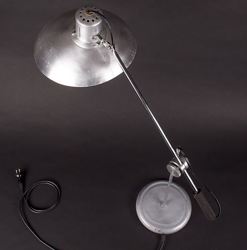 Pair French modernist mid century desk lamp André Lavigne Aluminor - 2