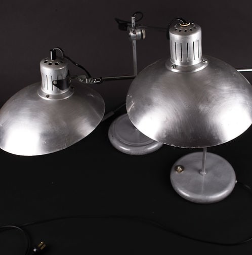 Pair French modernist mid century desk lamp André Lavigne Aluminor - 3