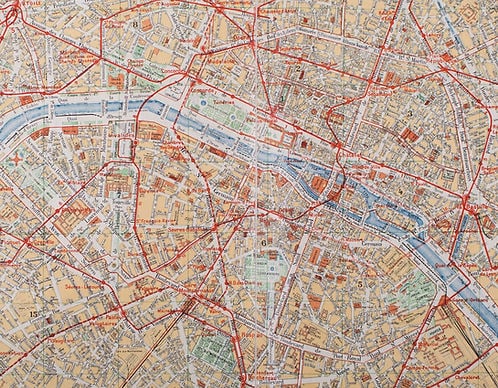 Paris subway map with numbered lines 1920 Tarride linen backing - 3