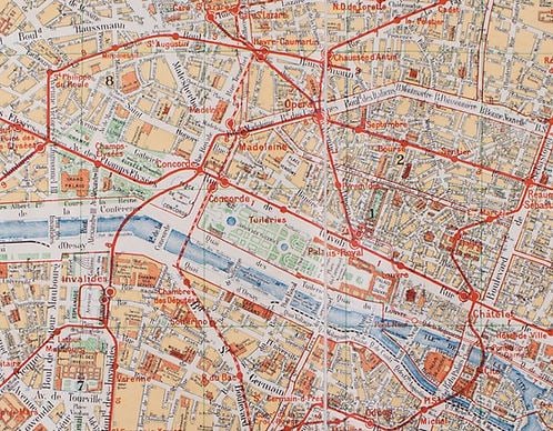 Paris subway map with numbered lines 1920 Tarride linen backing - 4