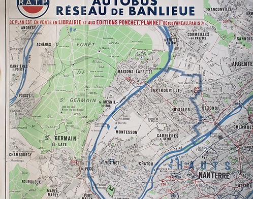 Large Paris bus stop RATP including surrounding suburb 1963 Tarride - 3