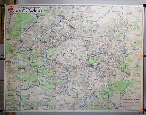 Large Paris bus stop RATP including surrounding suburb 1963 Tarride - 4