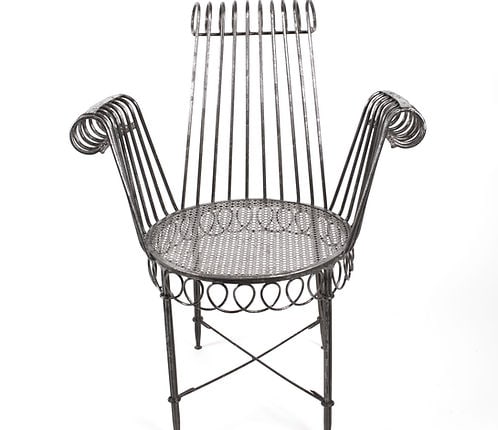 MATHIEU MATEGOT pair of metal armchair rigitulle cap d"ail French mid centu - 3