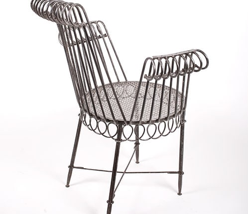 MATHIEU MATEGOT pair of metal armchair rigitulle cap d"ail French mid centu - 4