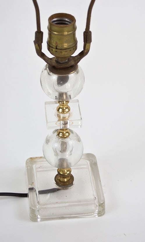 FRENCH ART DECO modernist Glass DESK LAMP ADNET 2 round glass ball - 2