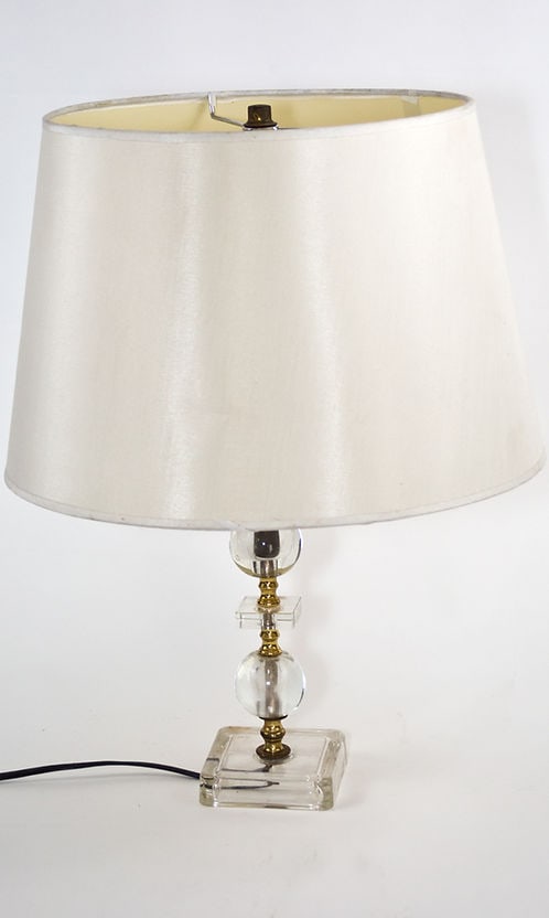 FRENCH ART DECO modernist Glass DESK LAMP ADNET 2 round glass ball - 3