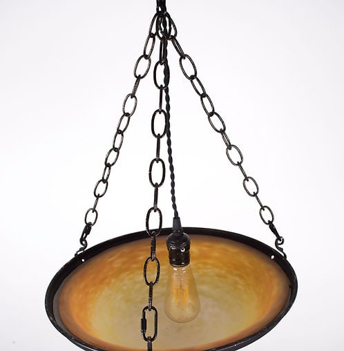 French Art-Deco marmoreal Chandelier Lorrain Nancy Croismare - 3