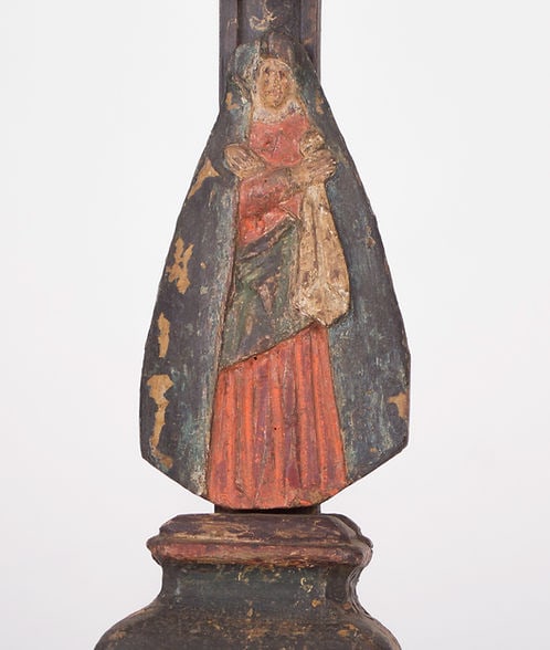 French early 18th Century Carved And Painted Wooden Crucifix - 5