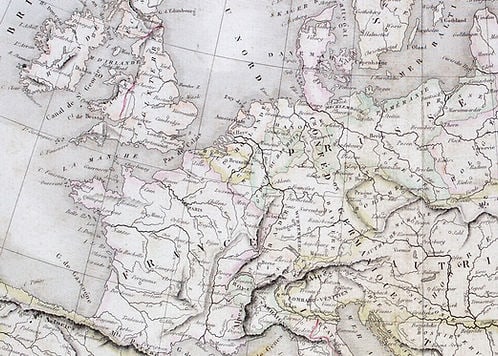 Antique engraving Felix Delamarche French map of Europe 1838 - 2