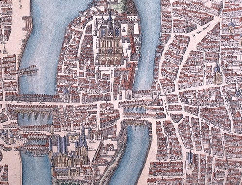 Engraving of Guillaume DHEULLAND Plan de la Ville de Paris 1756 - 4