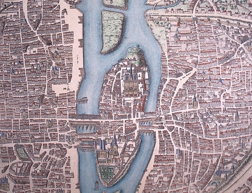 Engraving of Guillaume DHEULLAND Plan de la Ville de Paris 1756 - 5
