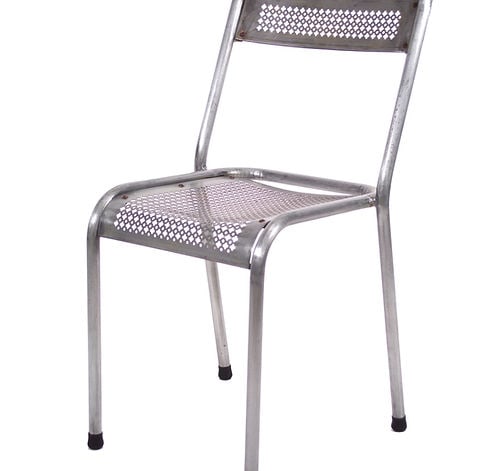 MATHIEU MATEGOT pair of metal chair rigitulle french mid century - 2