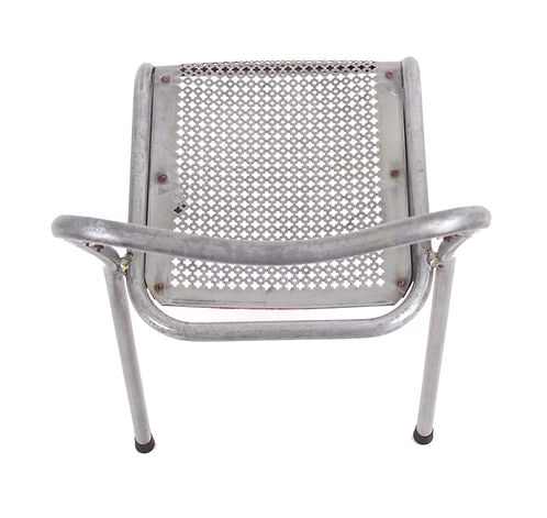 MATHIEU MATEGOT pair of metal chair rigitulle french mid century - 3