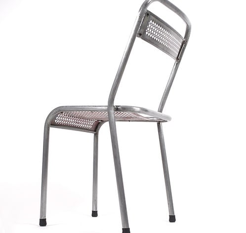 MATHIEU MATEGOT pair of metal chair rigitulle french mid century - 4