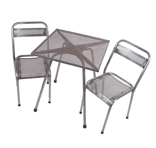 MATHIEU MATEGOT pair of metal chair rigitulle french mid century - 6