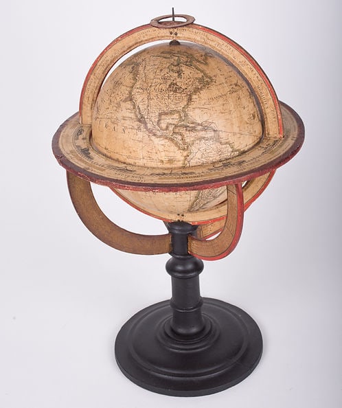 1820 French antique terrestrial globe 10" cooper engraving Lapie geograp (1 of 11)