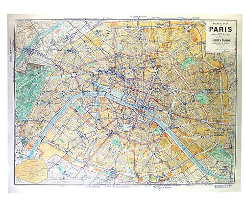 Paris bus stop map with numbered lines 1953 Tarride - 3